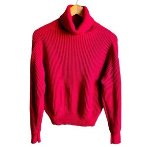 Ambiance Apparel Red Long Sleeve Turtleneck Soft Sweater Size Relaxed Small